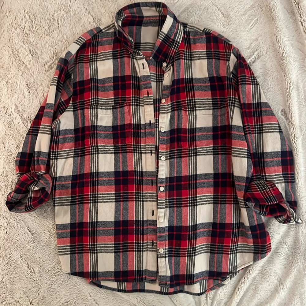 100% cotton JCREW UK red/white/navy Flannel.